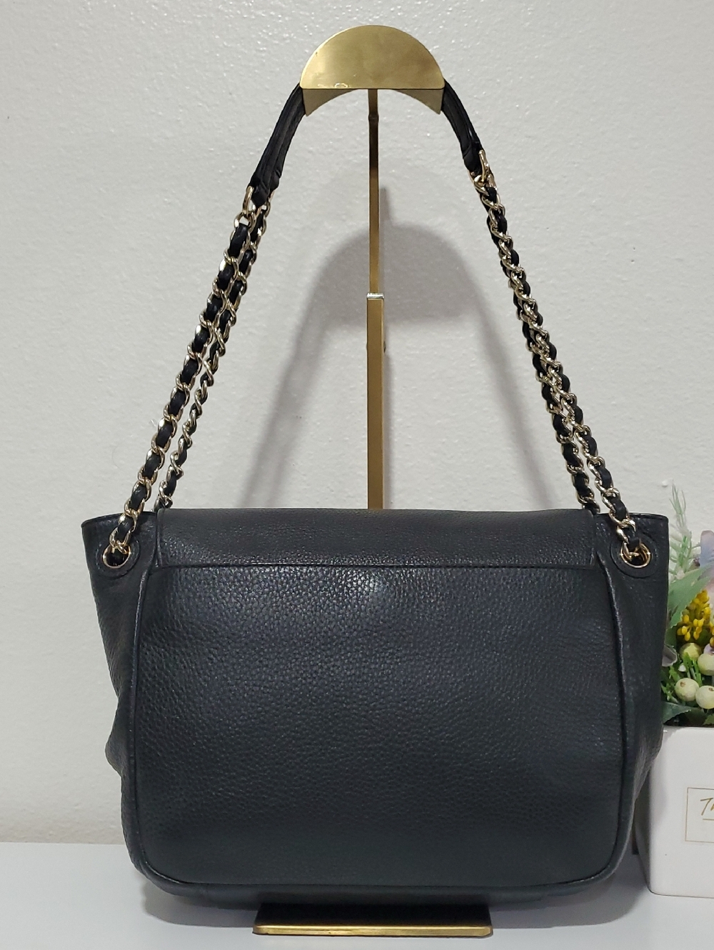 Tory Burch Black Pebble Leather Bombe Flap Shoulder Bag🖤💛 - Picture 5 of 16